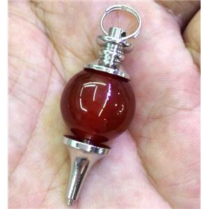 red agate carnelian pendant, platinum plated, approx 18-30mm