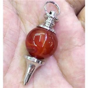 red agate pendant, platinum plated, approx 18-30mm