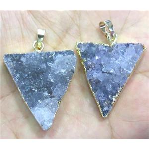 agate druzy triangle pendant, gold plated, approx 20-30mm