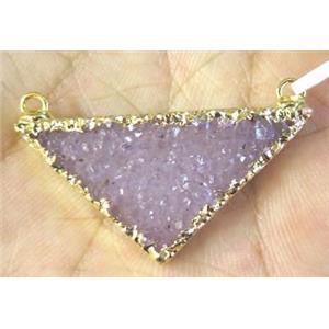 druzy agate triangle pendant, 24K Gold plated, approx 15-25mm