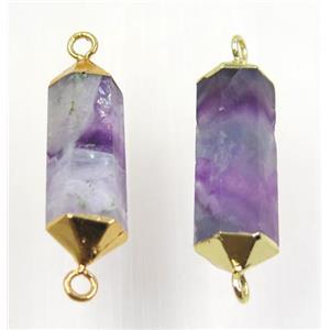 purple fluorite connector, gold plated, approx 10-35mm