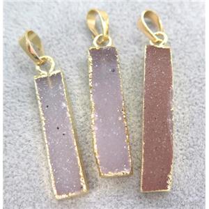druzy agate pendant, rectangle, gold plated, approx 7-35mm