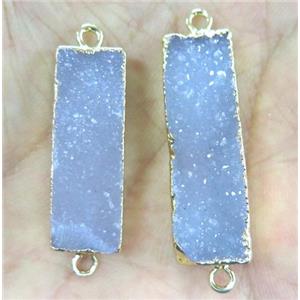 druzy agate rectangle connector in natural color, gold plated, approx 8-35mm