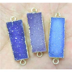 druzy agate connector, mix color, rectangle, gold plated, approx 8-30mm