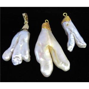 freshwater pearl pendant, white, approx 12-35mm