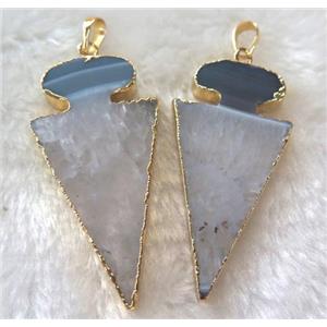 druzy agate pendant, arrowhead, gold plated, approx 20-60mm