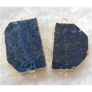 Lapis Lazuli connector, freeform, gold plated, approx 15-30mm