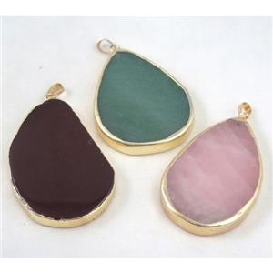 Mix Gemstone Teardrop Pendant Gold Plated, approx 25-45mm