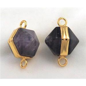 amethyst connector, gold plated, approx 12mm dia