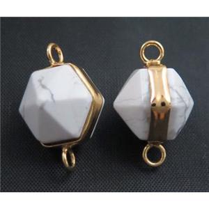 white turquoise connector, gold plated, approx 12mm dia