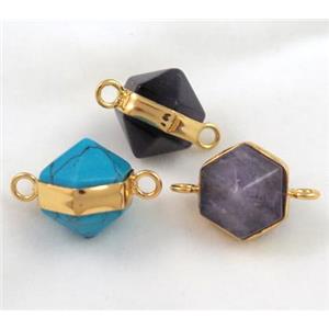 mix gemstone connector, gold plated, approx 12mm dia