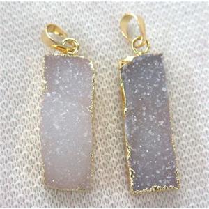 druzy agate pendant, rectangle, gold plated, approx 12-35mm
