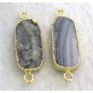 sun agate druzy oval connector, gold plated, approx 10-20mm