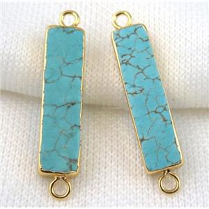 blue turquoise connector, rectangle, gold plated, approx 10-35mm