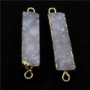 white druzy quartz connector, rectangle, gold plated, approx 10-40mm