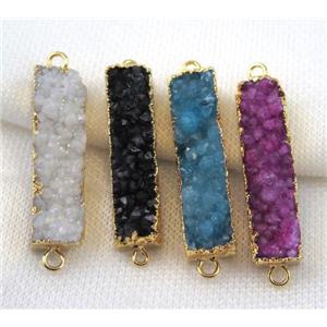 druzy quartz connector, mix color, rectangle, gold plated, approx 10-40mm