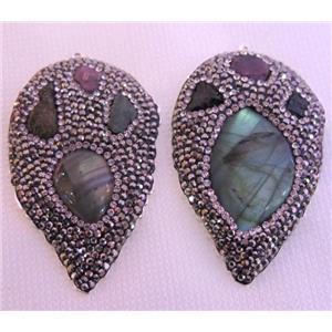 gemstone pendant pave rhinestone, freeform, approx 30-60mm