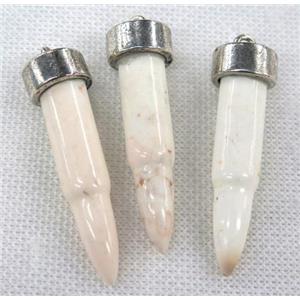 white turquoise pendant, bullet, approx 14-62mm