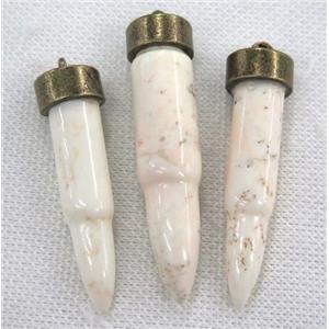 white turquoise pendant, bullet, approx 11-53mm