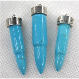 blue turquoise pendant, bullet, approx 14-62mm