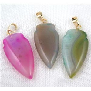 mix agate arrowhead pendant, gold plated, approx 20-40mm