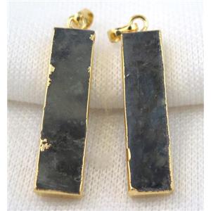 Labradorite pendant, rectangle, gold plated, approx 10-40mm