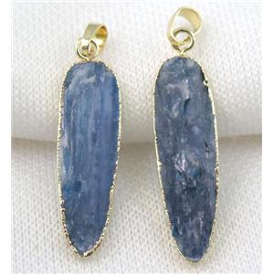 blue Kyanite teardrop pendant, gold plated, approx 12-40mm