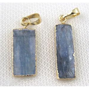 blue Kyanite rectangle pendant, gold plated, approx 8-25mm