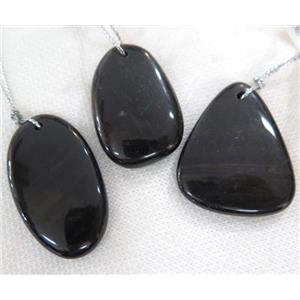 black stone pendant, freeform, approx 15-45mm