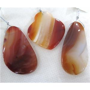 red agate slice pendant, freeform, approx 15-45mm