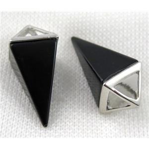 black onyx agate pendant, pendulum, platinum plated, approx 15-35mm