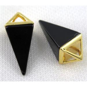 black onyx agate pendulum pendant, gold plated, approx 15-35mm