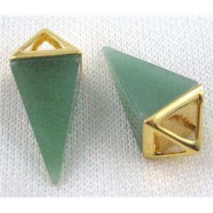 green aventurine pendulum pendant, gold plated, approx 15-35mm