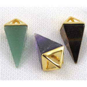 mix gemstone pendulum pendant, gold plated, approx 15-35mm