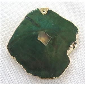 green agate slice pendant, freeform, approx 30-70mm