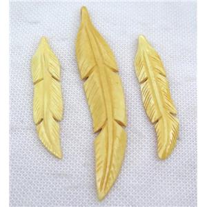 yellow bone feather pendant, approx 20-105mm