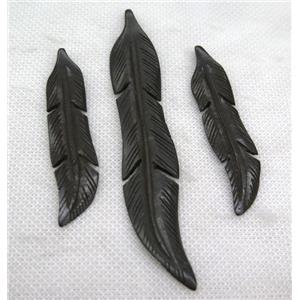 black bone feather pendant, approx 13-72mm