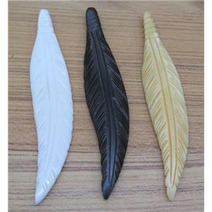 bone feather pendant, mix color, approx 20-105mm