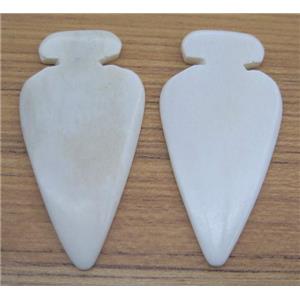 white bone arrowhead pendant without hole, approx 30-60mm