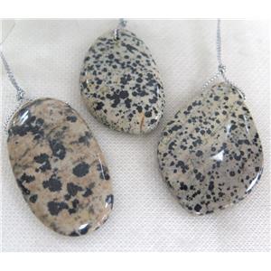 black spotted dalmatian jasper pendant, freeform, approx 25-50mm