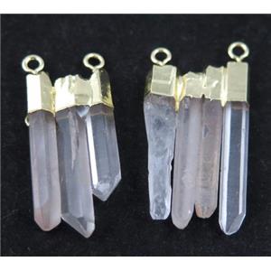 clear quartz stick pendant, gold plated, approx 20-45mm