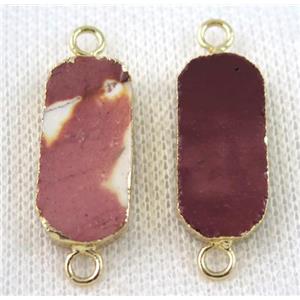 Mookaite connector, oval, gold plated, approx 12-25mm