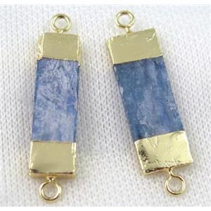 blue kyanite rectangle connector, gold plated, approx 10-35mm