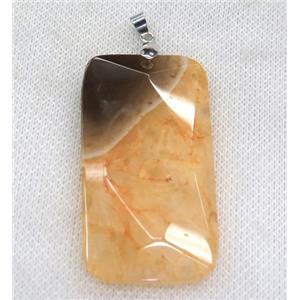 yellow druzy agate pendant, faceted rectangle, approx 30-55mm