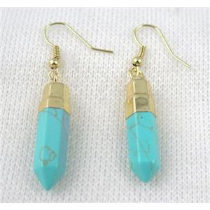 green turquoise earring, gold plated, approx 8-30mm