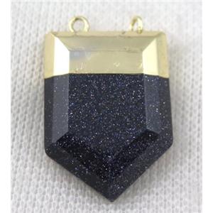 blue sandstone pendant, bullet, gold plated, approx 20-30mm