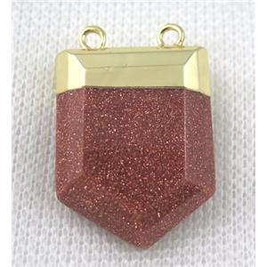 gold sandstone bullet pendant, gold plated, approx 20-30mm