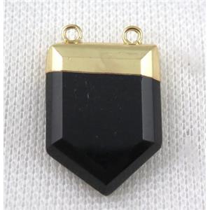 black agate onyx pendant, bullet, gold plated, approx 20-30mm