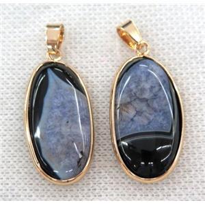 purple druzy agate oval pendant, gold plated, approx 15-30mm