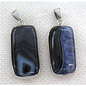 purple druzy agate pendant, rectangle, silver plated, approx 15-30mm